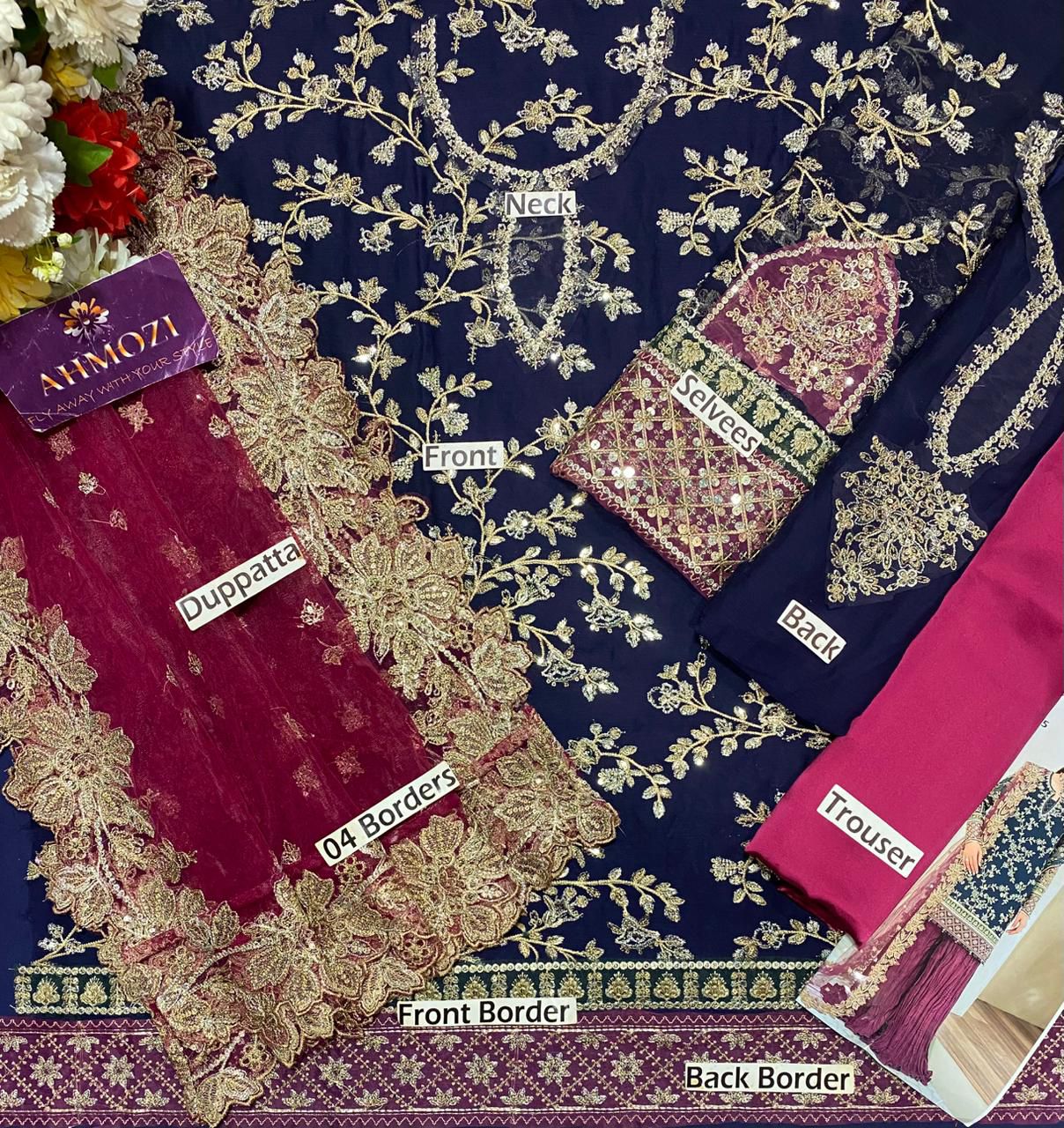 Maryams Heavy Embroidered Chiffon Collection | Shamoz Silk & Net Cutwork Dupatta 3pc