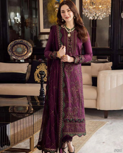 Asim Jofa 5130 Best Quality Air jet Dhanak Fabric Luxury Embroidered 3pc