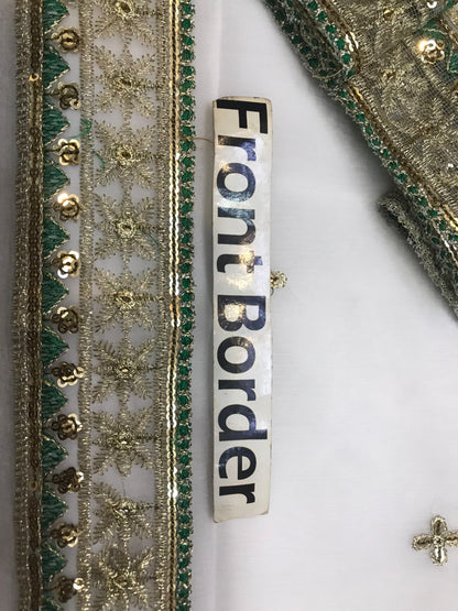 Luxury Unstitched: Azure Chiffon with Intricate Adda Work and 4-Side Applic Dupatta