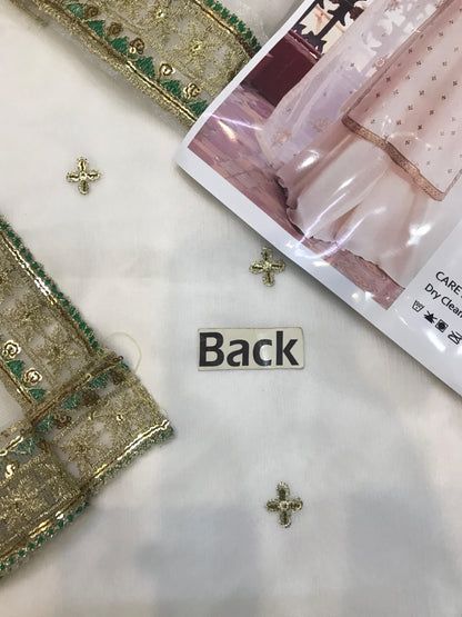 Luxury Unstitched: Azure Chiffon with Intricate Adda Work and 4-Side Applic Dupatta