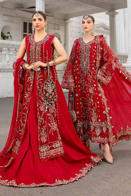Maria B MBC-1098 Semi-Pure Chiffon Suit – Heavy Spangle Embroidery, Hand Embellished Adda Work & Silk Trouser