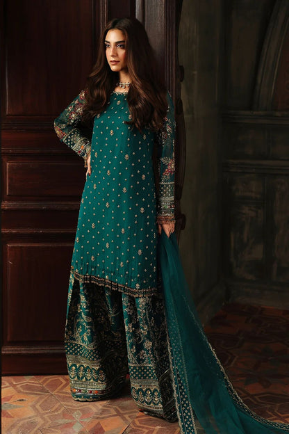 Charizma Luxury Chiffon Collection: Unstitched 3-Piece with Intricate Adda Work & Sequence Detail