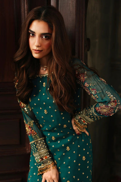 Charizma Luxury Chiffon Collection: Unstitched 3-Piece with Intricate Adda Work & Sequence Detail