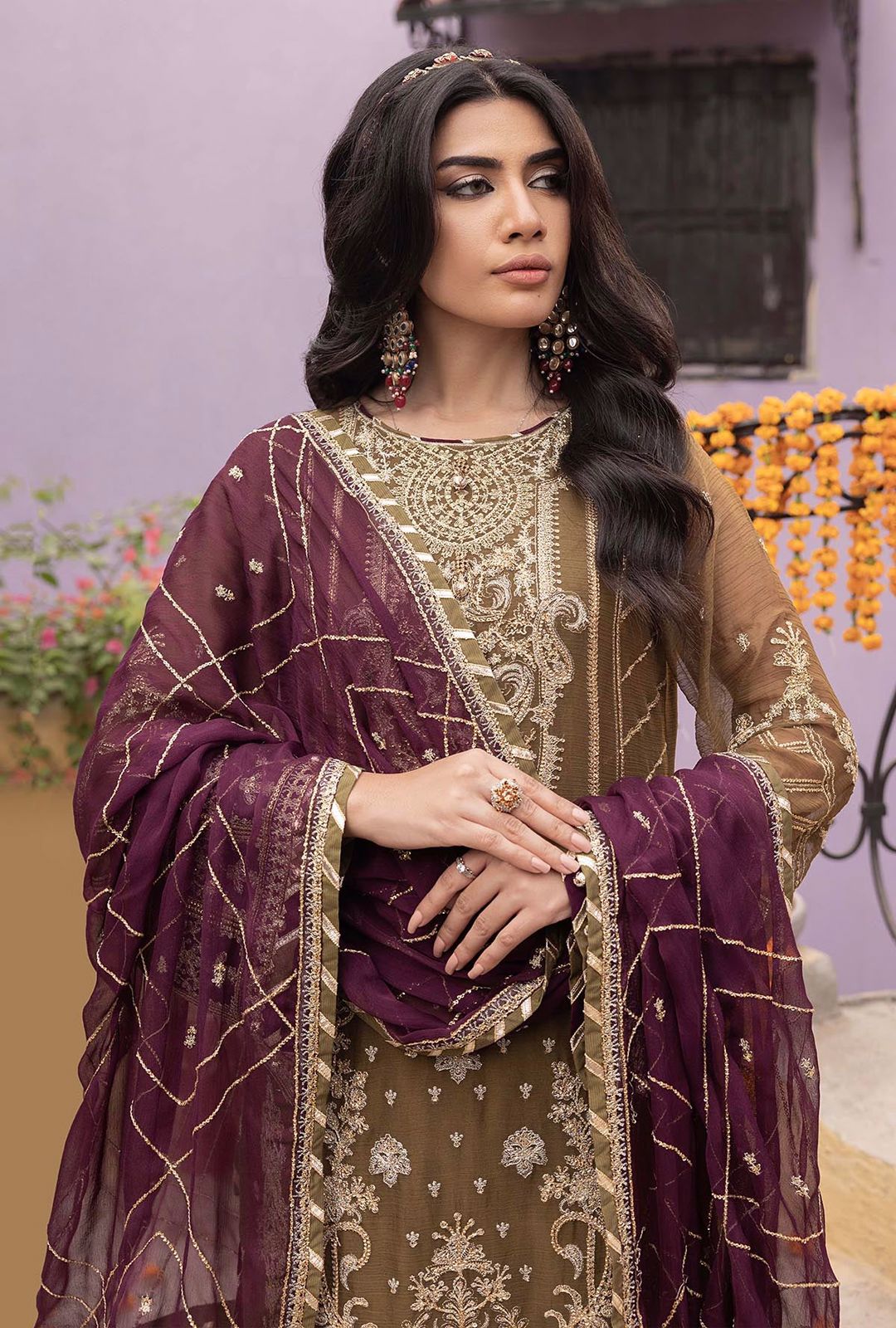 Adan Libas Rang-e-Mehfil 012 | Heavy Embroidered Chiffon Suit with Tassels