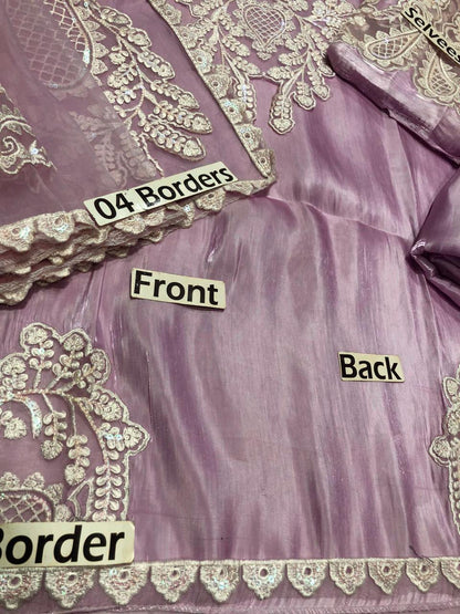 Kareena Luxury Collection | Laser Embroidered Lava Silk Suit & Organza Dupatta