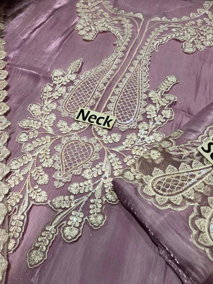 Kareena Luxury Collection | Laser Embroidered Lava Silk Suit & Organza Dupatta