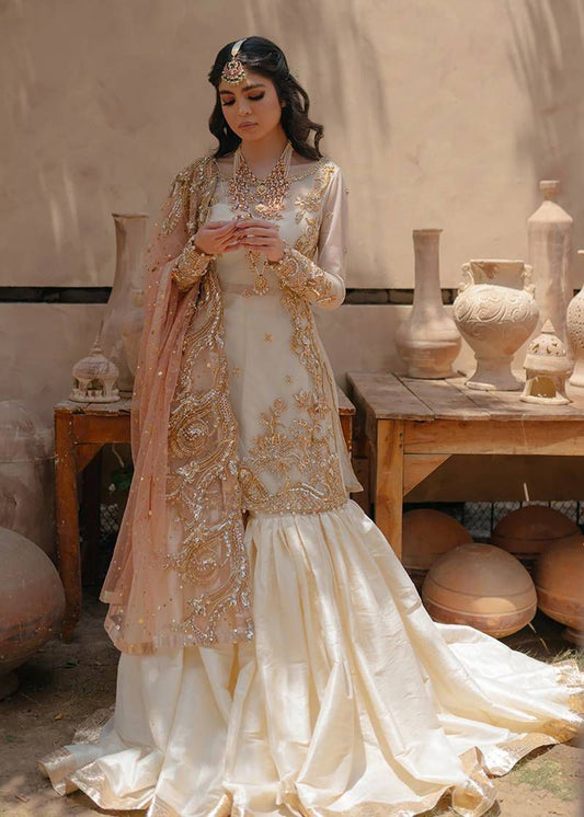 Nameera Wedding Wear | Hand-Embellished Organza Suit with Adda Work & Net Dupatta