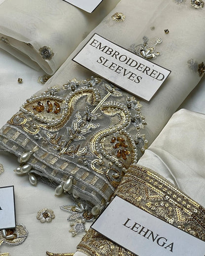 Nameera Wedding Wear | Hand-Embellished Organza Suit with Adda Work & Net Dupatta