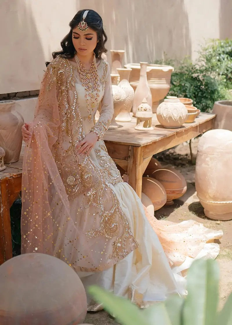 Nameera Wedding Wear | Hand-Embellished Organza Suit with Adda Work & Net Dupatta