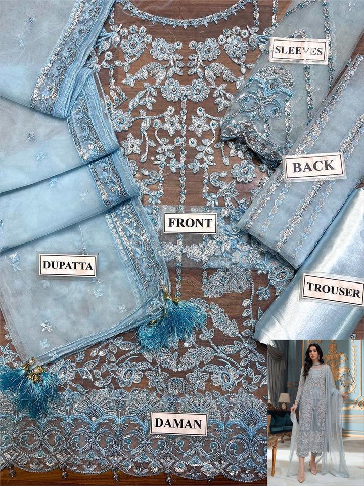 LAAM Luxury Wedding Edition | Net Embroidered Suit with Pearls & Sequence Work