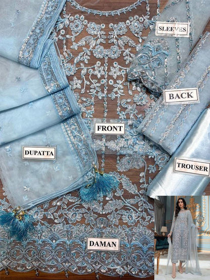 LAAM Luxury Wedding Edition | Net Embroidered Suit with Pearls & Sequence Work