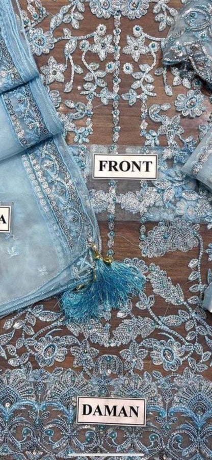 LAAM Luxury Wedding Edition | Net Embroidered Suit with Pearls & Sequence Work