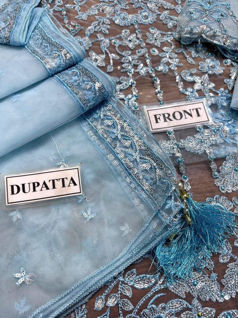 LAAM Luxury Wedding Edition | Net Embroidered Suit with Pearls & Sequence Work