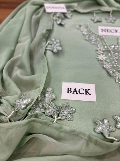 Baroque Luxury Chiffon 3pc - Alternate Embroidery & Heavy Adda Work (Malai Trouser)