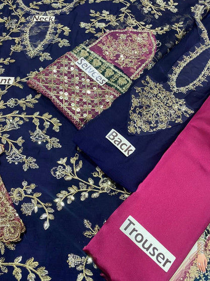 Maryams Heavy Embroidered Chiffon Collection | Shamoz Silk & Net Cutwork Dupatta 3pc