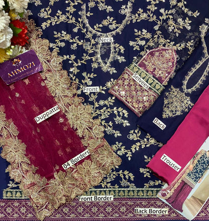 Maryams Heavy Embroidered Chiffon Collection | Shamoz Silk & Net Cutwork Dupatta 3pc