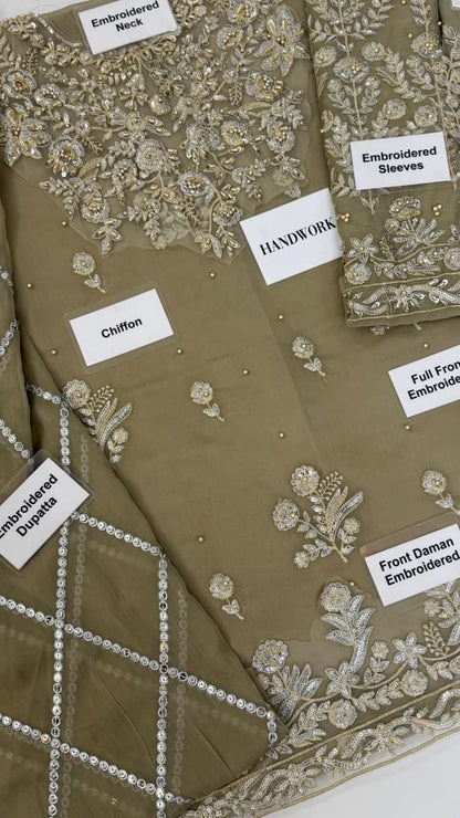 Malaikah by Nimra Khokhar | Sequence & Adda Work Chiffon Wedding Wear with Silk Trouser