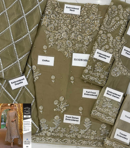 Malaikah by Nimra Khokhar | Sequence & Adda Work Chiffon Wedding Wear with Silk Trouser