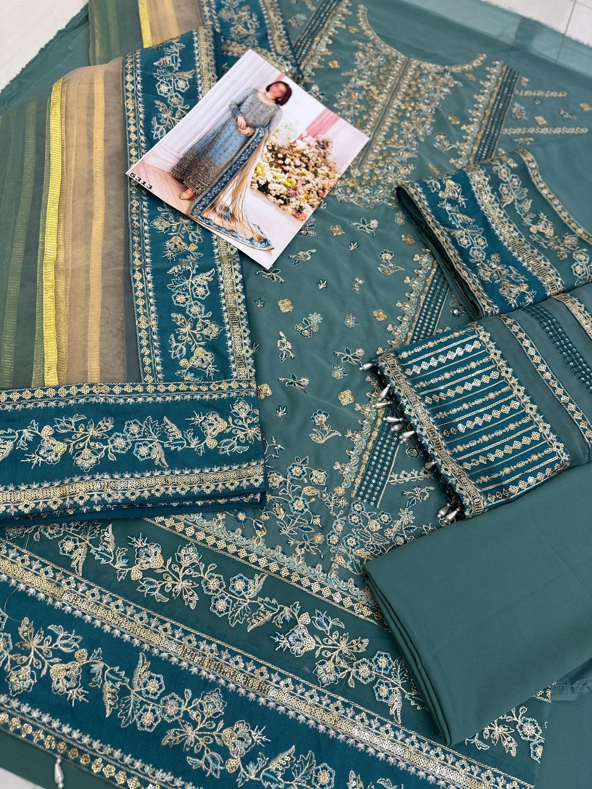 Charizma Festive Edition: Hand-Embellished Adda Work Suit with Hanging Tassels