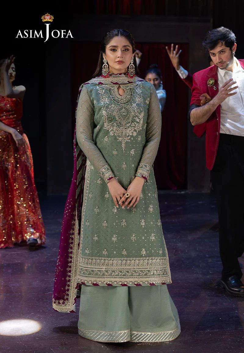 Asim Jofa Unstitched Chiffon Collection | Handwork & Heavy Sequence 3pc Festive Wear