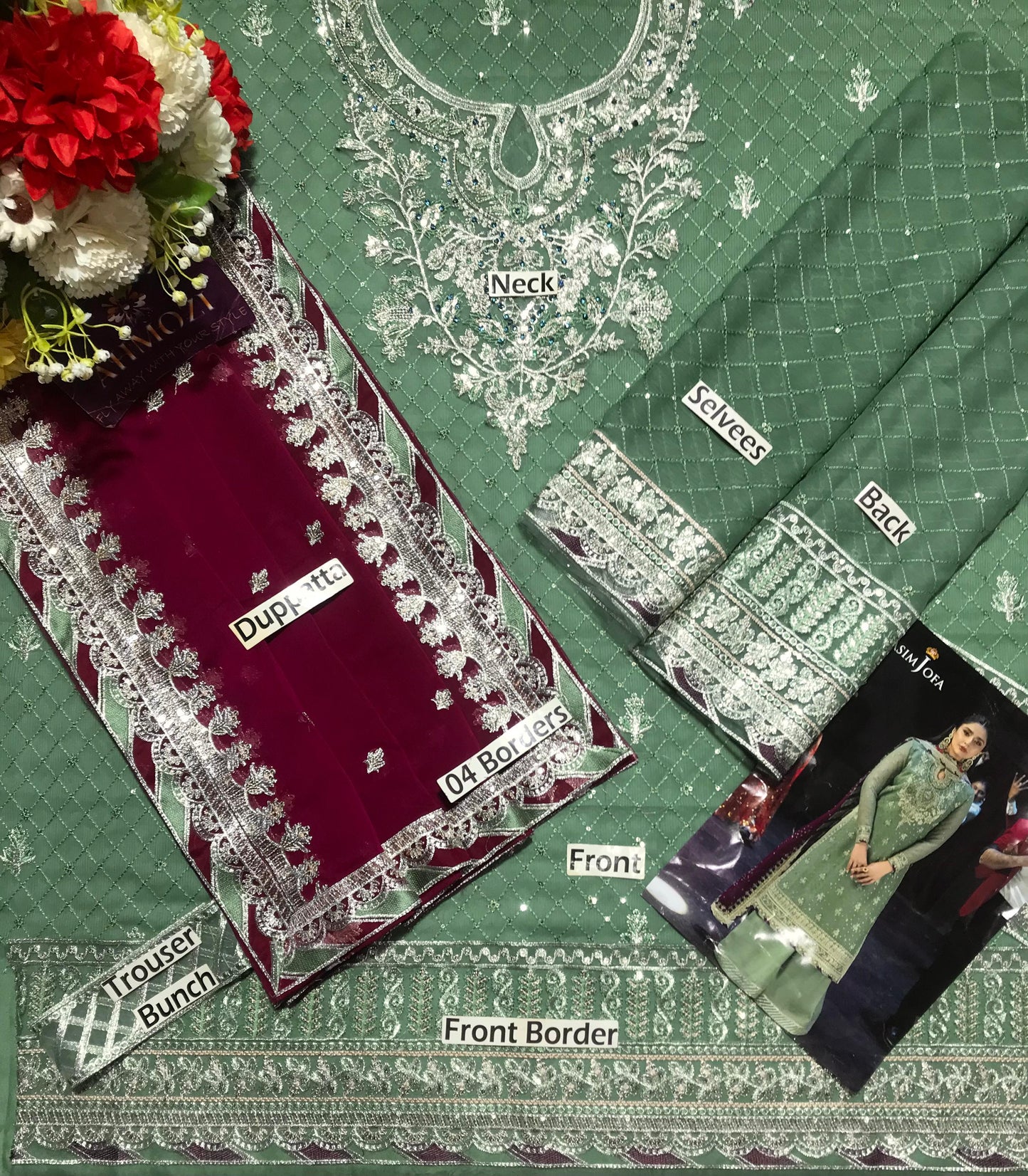 Asim Jofa Unstitched Chiffon Collection | Handwork & Heavy Sequence 3pc Festive Wear