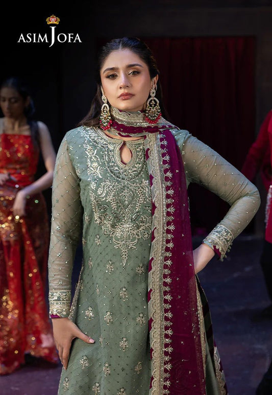Asim Jofa Unstitched Chiffon Collection | Handwork & Heavy Sequence 3pc Festive Wear