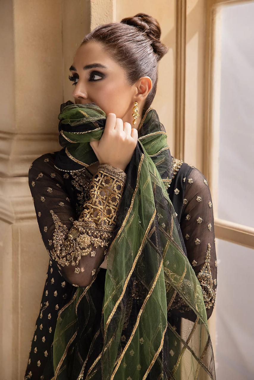 Charizma Festive Collection: Embroidered Chiffon Suit with Premium Raw Silk Trouser