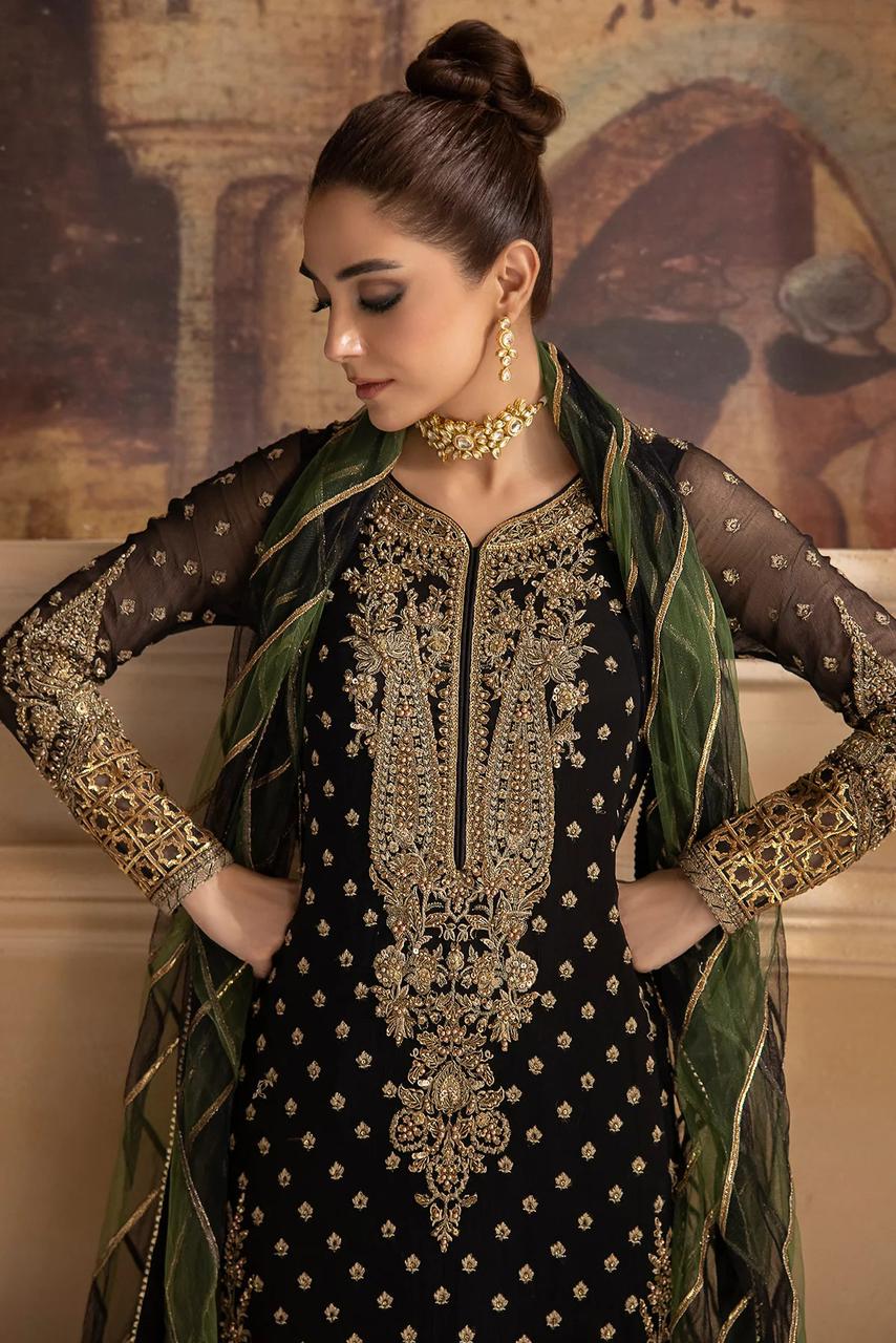 Charizma Festive Collection: Embroidered Chiffon Suit with Premium Raw Silk Trouser