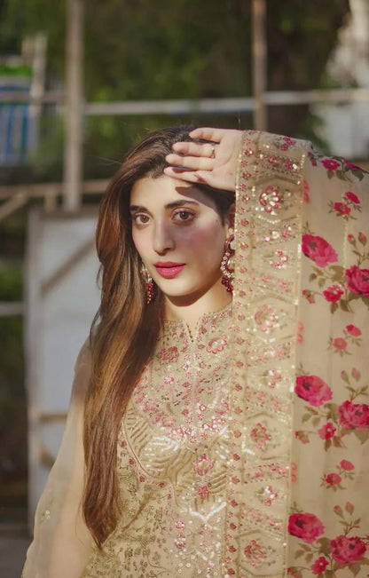 Aneela Embroidered Organza Collection | 4-Side Cutwork Silk Dupatta & Shamoz Silk 3pc