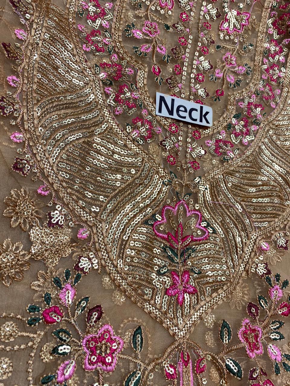 Aneela Embroidered Organza Collection | 4-Side Cutwork Silk Dupatta & Shamoz Silk 3pc
