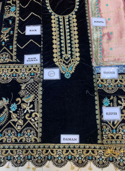 Emaan Adeel Luxury Velvet 3pc | Heavy Mysori Dupatta & Jamawar Trouser with Pulls