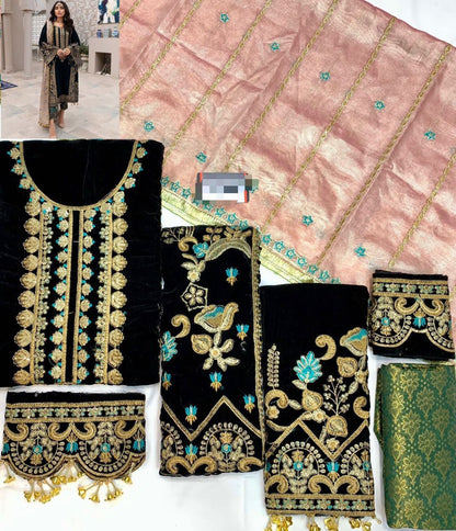 Emaan Adeel Luxury Velvet 3pc | Heavy Mysori Dupatta & Jamawar Trouser with Pulls
