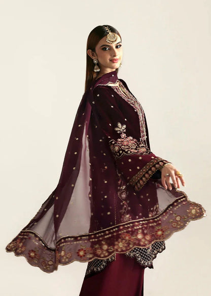 Emaan Adeel Kanwal 2025 | Heavy Spangle Work Velvet Suit with Cutwork & Fancy Tassels