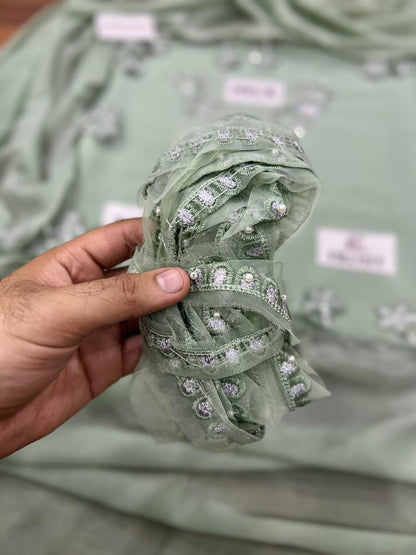 Baroque Luxury Chiffon 3pc - Alternate Embroidery & Heavy Adda Work (Malai Trouser)